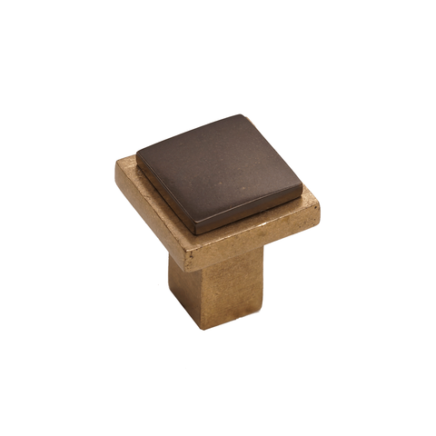 Bronze Contemporary Square Flat Knob 1 1/4" Champagne Espresso