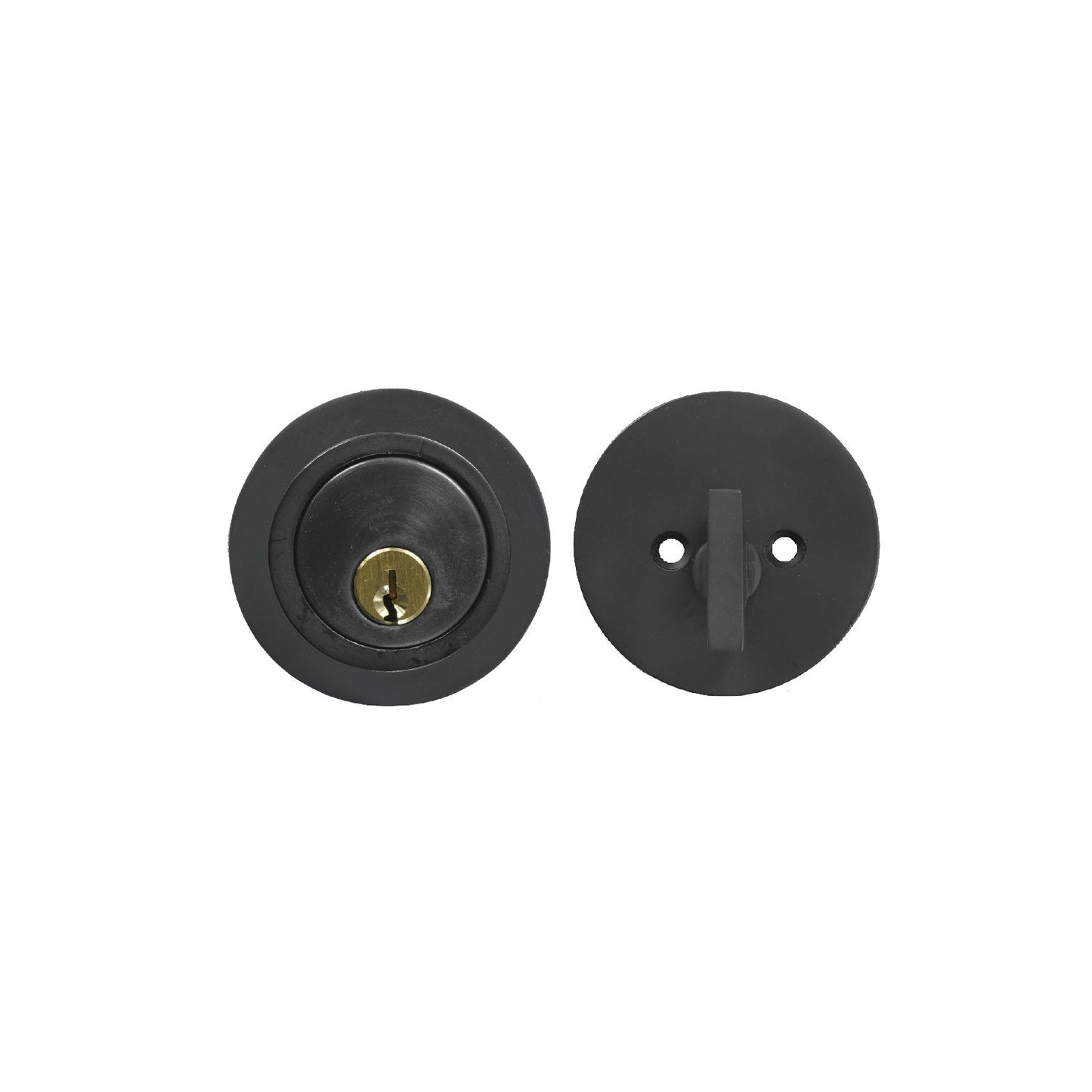 Solid Bronze Round Single Cylinder Deadbolt – Black