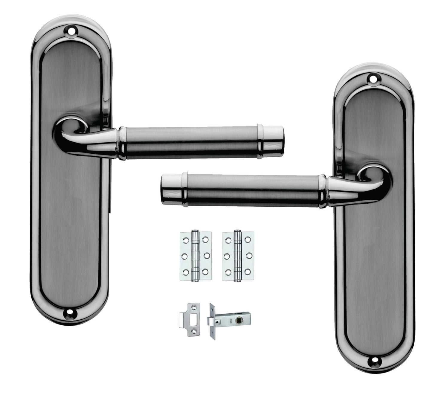Chateau Door Lever Handles with Lock Chrome Finish Complete Door Set