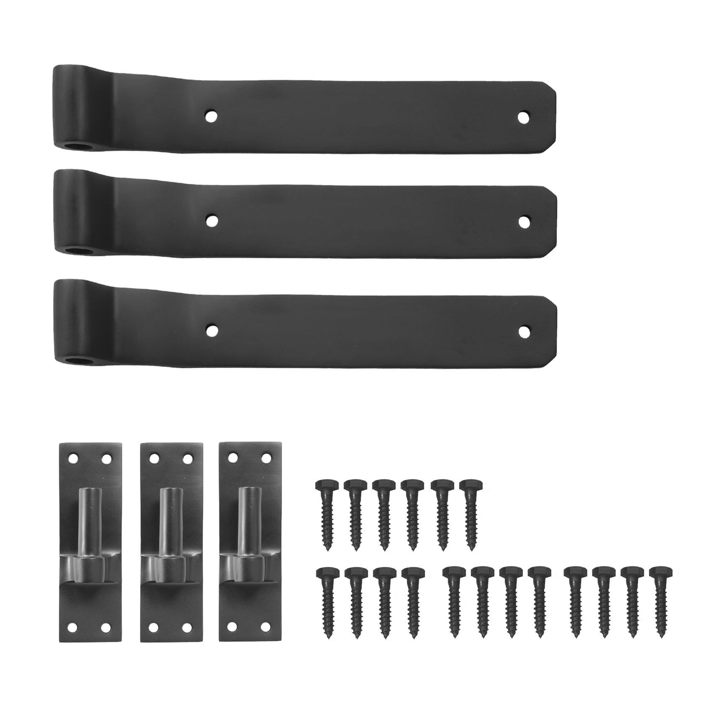 Solid Bronze 12″ Active Band Hinge Triple Set – Black