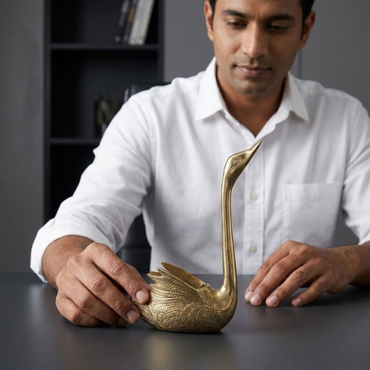 Handcrafted Solid Cast Brass Swarm Figurine – Gold Finish Decorative Showpiece (8 Inch)