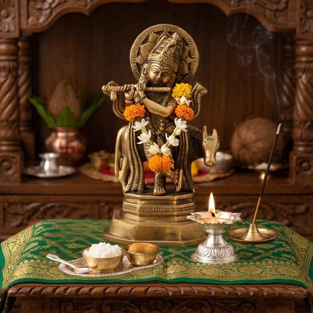 Lord Krishna Ji Brass Idol 6″ Handcrafted Decorative Statue