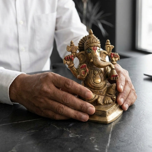 Lord Ganesh Ji Brass Idol 6″ Handcrafted Decorative Statue