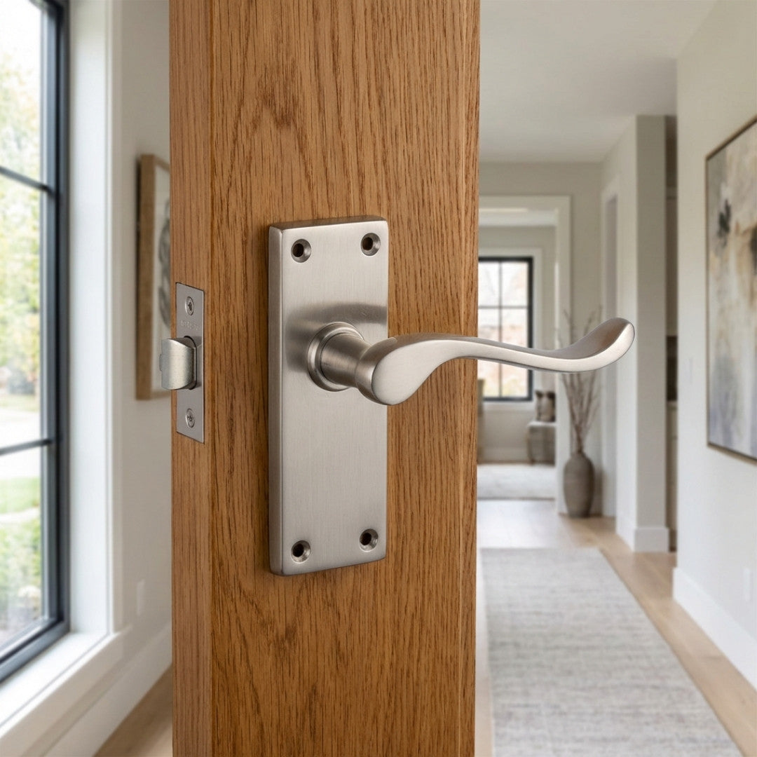 Vic Scroll Internal Door Pack Satin Nickel Lever Handle Set