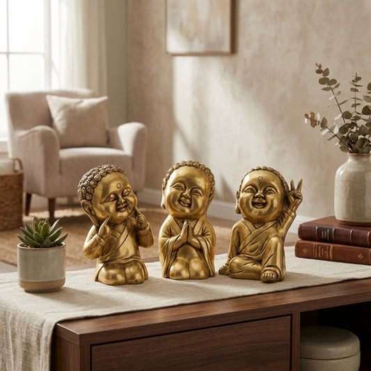 Brass Laughing Buddha 4″ Handcrafted Decorative Statue