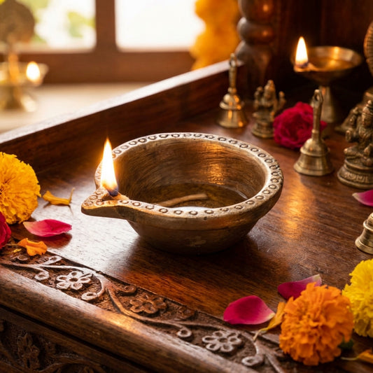 Brass Deepak 3 Handcrafted Decorative Diya