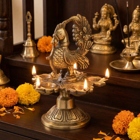Brass Diya Stand 6″ Handcrafted Decorative Lamp Stand
