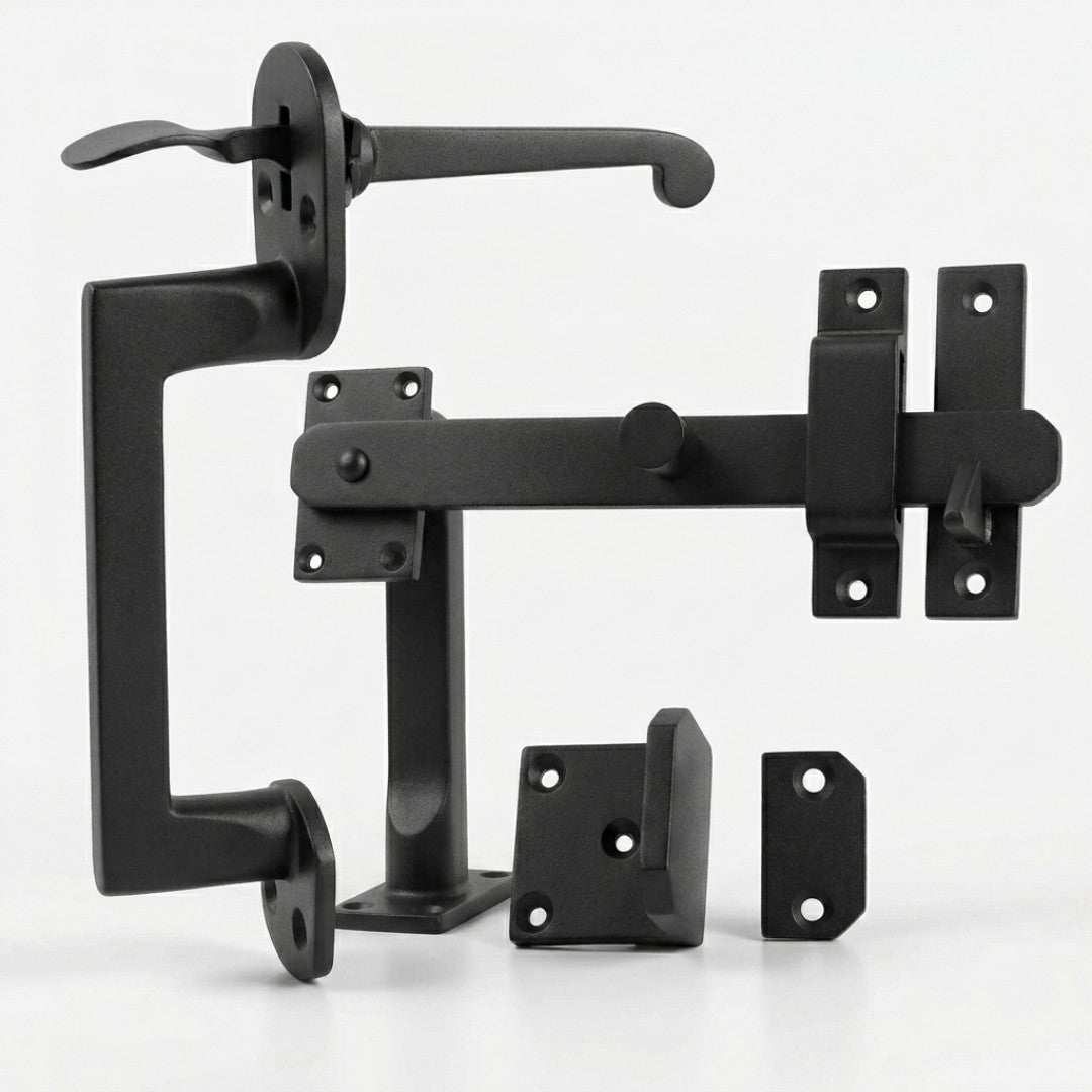 Solid Bronze Gate Kit Round Handle Black Complete Gate Hardware Set