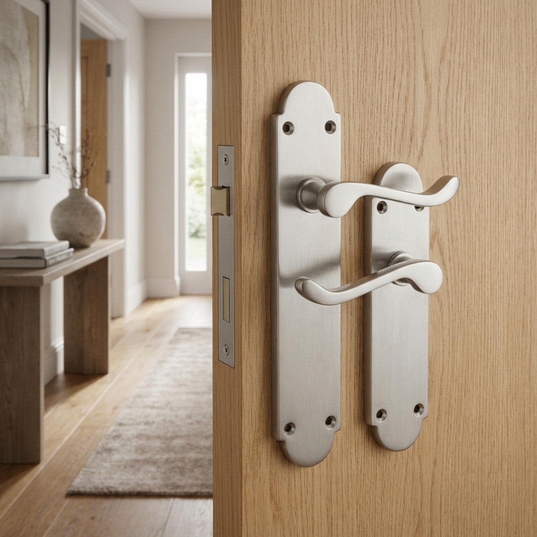 Victorian Shaped Door Lever Handle Polished Chrome 170 mm