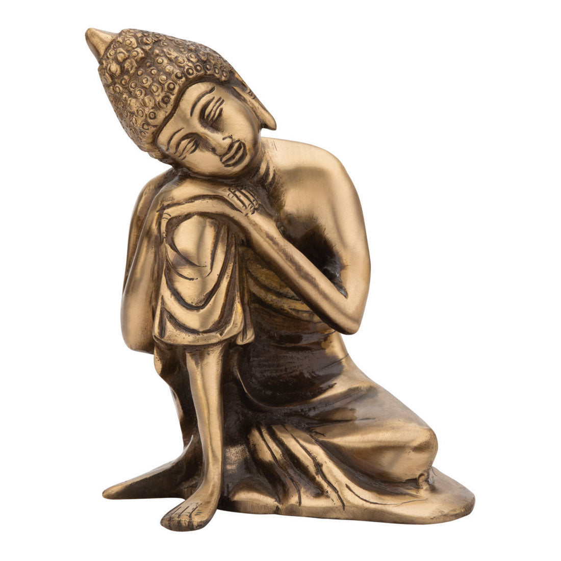 Handcrafted Solid Cast Brass Lord Buddha Idol – Gold Finish Decorative Brass Statue