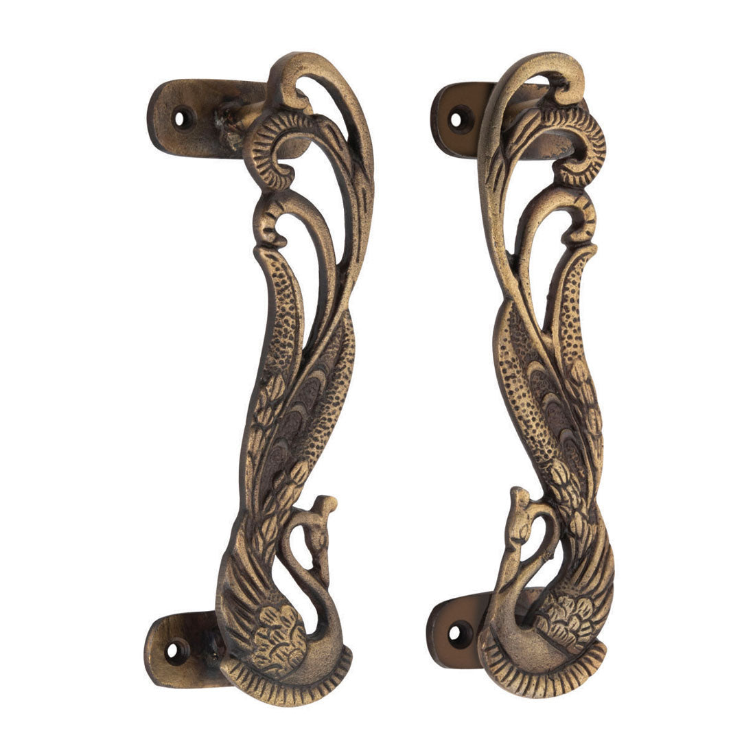 Peacock Door Handle Pewter Finish Decorative Handle – Set of 4