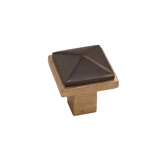 Bronze Contemporary Square Pyramid Knob 1 1/4"   Champagne Espresso