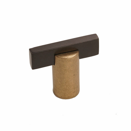 Bronze T Knob Round Base 1 1/2"   Champagne Espresso