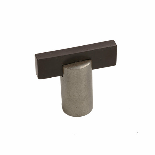 Bronze T Knob Round Base 1 1/2"   Platinum Espresso