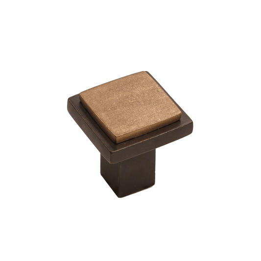 Bronze Contemporary Square Flat Knob 1 1/4"   Espresso Champagne