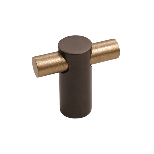 Bronze Contemporary Round T  Knob  1 1/2"   Espresso Champagne