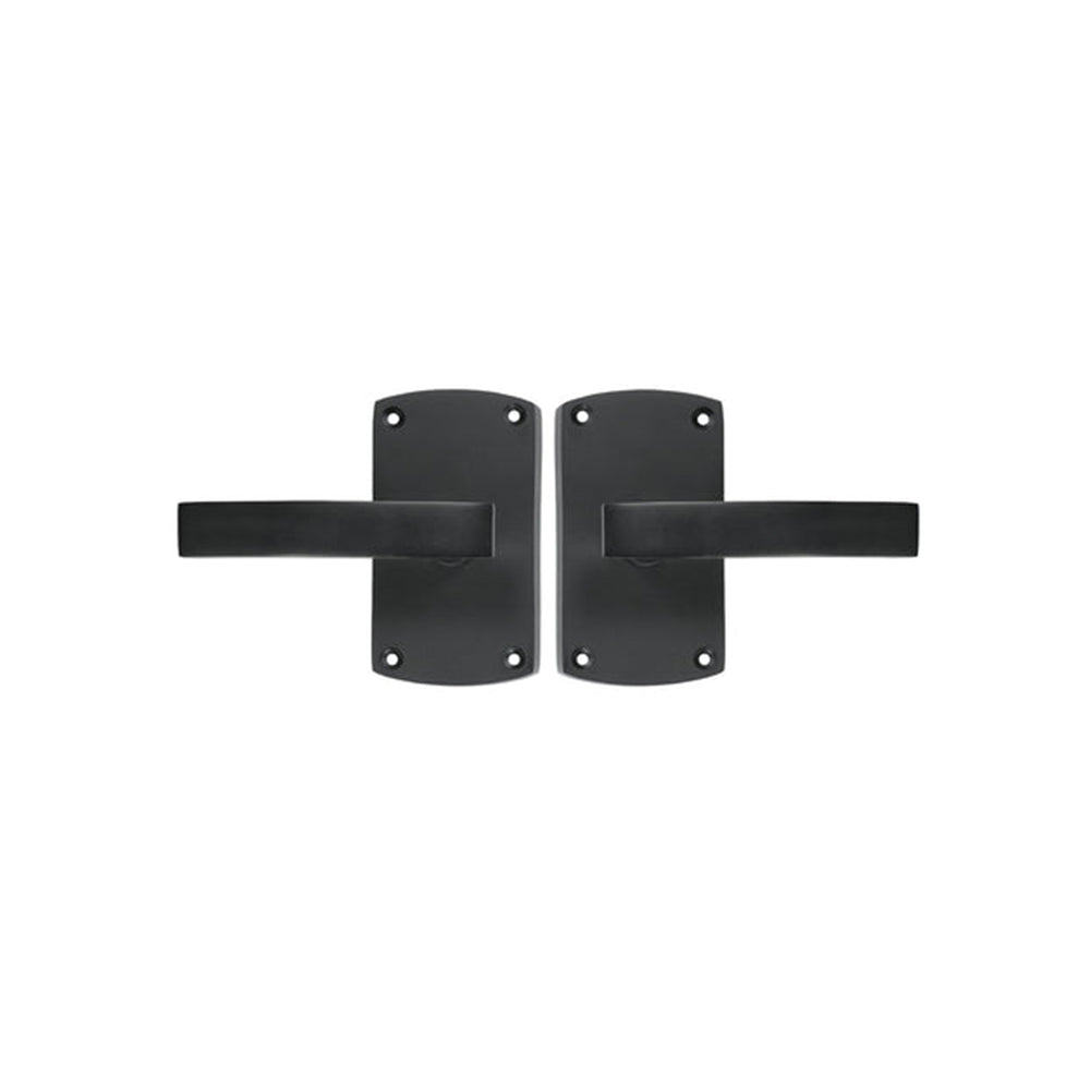 Solid Bronze Passage Set - Arch with Flat Curved Handle - Black
