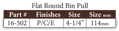 Bronze Flat Round Bin Pull 4 1/4″ Champagne