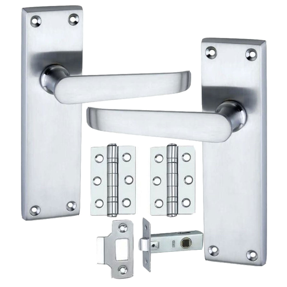 Victorian Straight Door Lever Handle Set with Latch Hinges & Tubular Lock