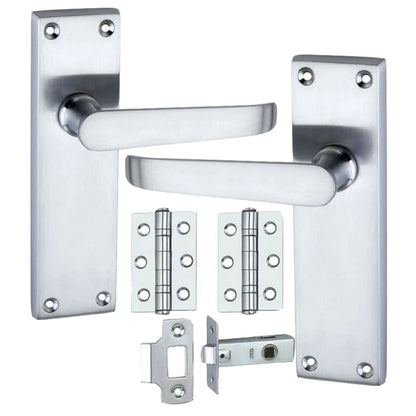 Victorian Straight Door Lever Handle Set with Latch Hinges & Tubular Lock