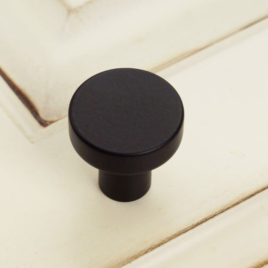 Black Solid Stainless Steel – 1″ Round Post Cabinet Knob – Packs of (5)
