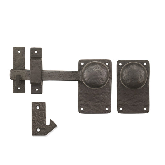 Solid Bronze Textured 7" Square Lever Latch With Mushroom Knob