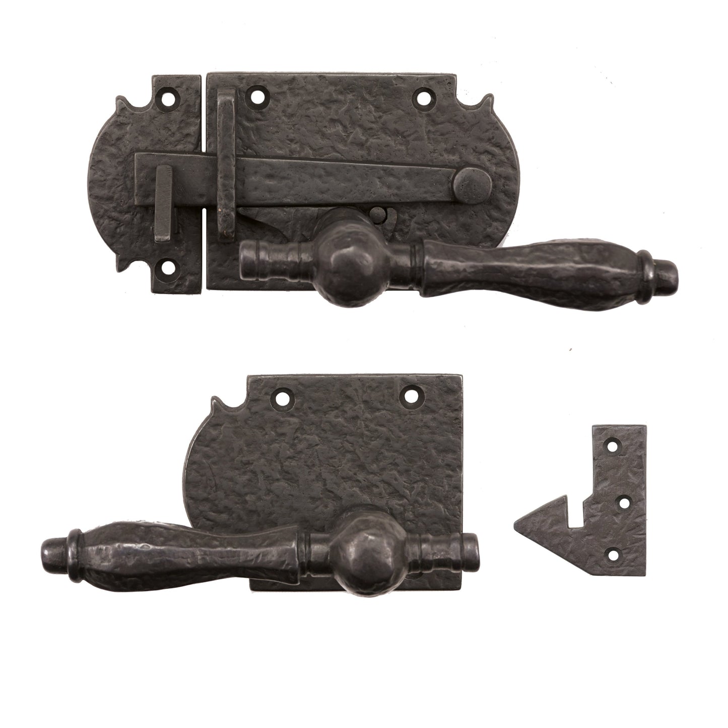 Solid Bronze Textured Euro Lever Latch With Octagonal Lever