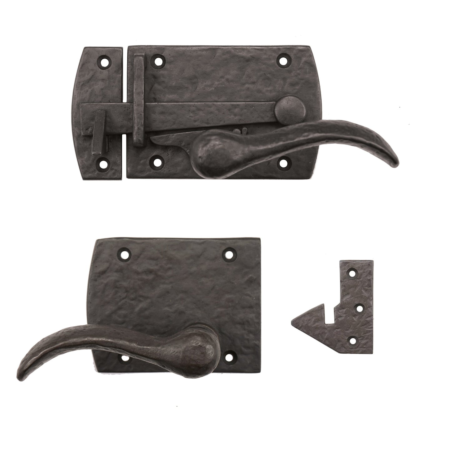 Solid Bronze Textured Arch Lever Latch With Square