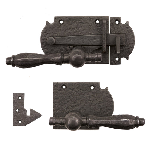 Solid Bronze Textured Euro Lever Latch With Octagonal Lever