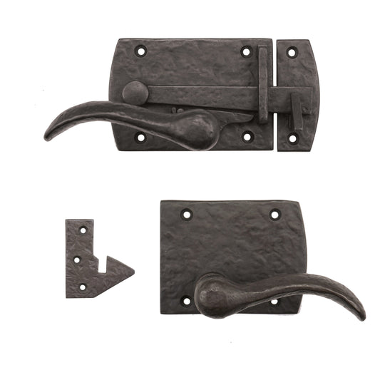 Solid Bronze Textured Arch Lever Latch With Square