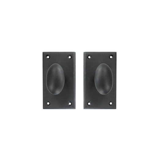 Solid Bronze Passage Set – Beveled with Oval Knob – Black