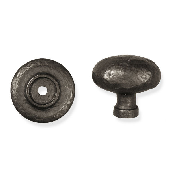 Solid Bronze Textured Oval Knob On Plate