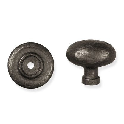 Solid Bronze Textured Oval Knob On Plate