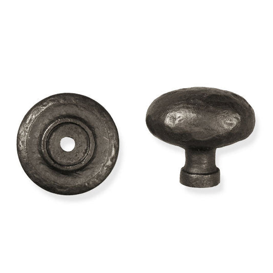 Solid Bronze Textured Oval Knob On Plate