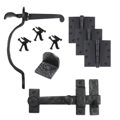 Cast Iron Heart Gate Kit   Drop Bar, Thumb Latch, Hinges, & Gate Stop