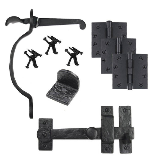 Cast Iron Heart Gate Kit   Drop Bar, Thumb Latch, Hinges, & Gate Stop