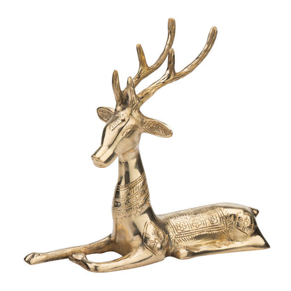 Deer - Premium Brass Deer Statue Gold Finish Decorative Sculpture for Home