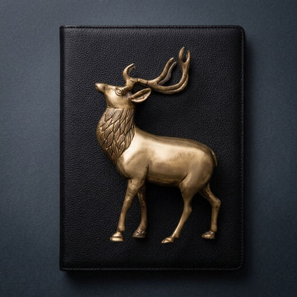 Handcrafted Solid Cast Brass Deer Figurine – Gold Finish | 8 Inch Decorative Accent