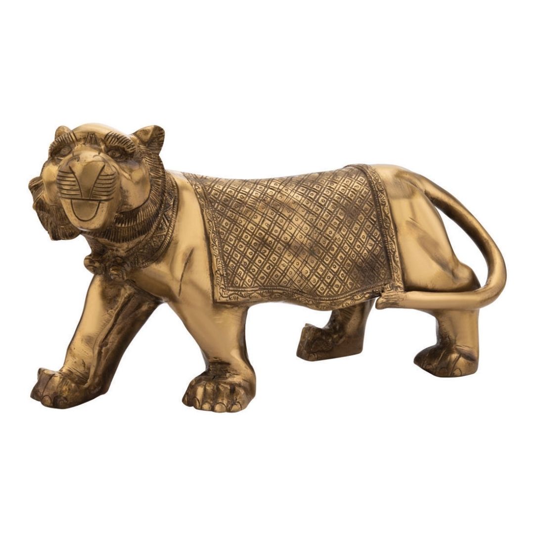 Handcrafted Solid Cast Brass Lion Figurine – Gold Finish Decorative Showpiece ( 6 Inch )