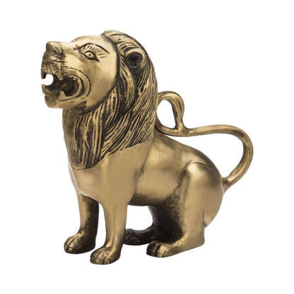 Handcrafted Solid Cast Brass Lion Figurine – Gold Finish Decorative Showpiece ( 6 Inch )