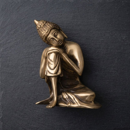 Handcrafted Solid Cast Brass Lord Buddha Idol – Gold Finish Decorative Brass Statue