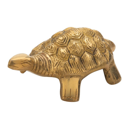 Handcrafted Solid Cast Brass Turtle Figurine – Gold Finish Decorative Showpiece ( 4 Inch )