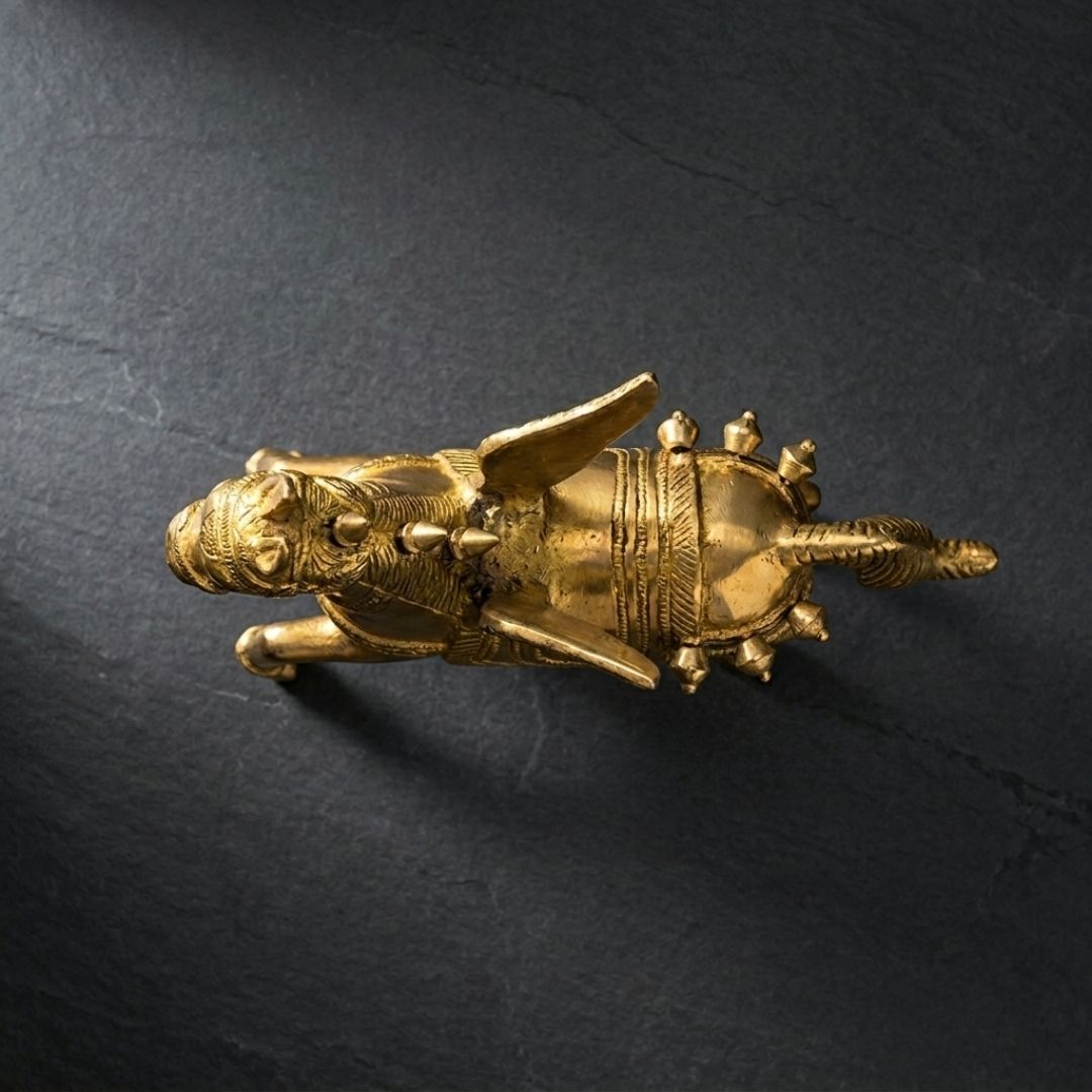 Handcrafted Solid Cast Brass Flying Horse Figurine – Gold Finish Decorative Showpiece