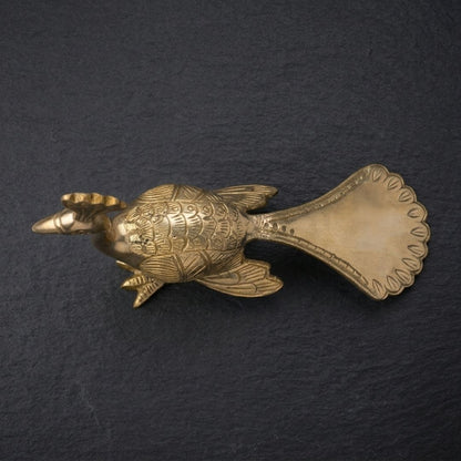 Handcrafted Solid Cast Brass Peacock Figurine – Gold Finish Decorative Showpiece