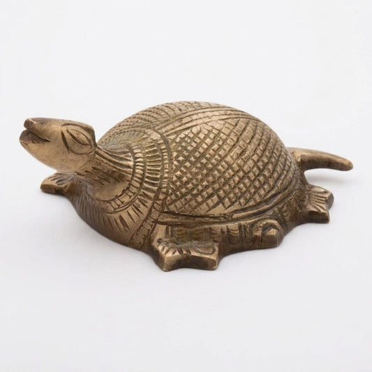 Handcrafted Solid Cast Brass Turtle Figurine – Gold Finish Decorative Showpiece (4 Inch)