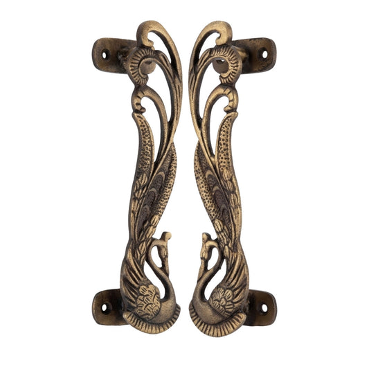 Peacock Door Handle Pewter Finish Decorative Handle – Set of 4