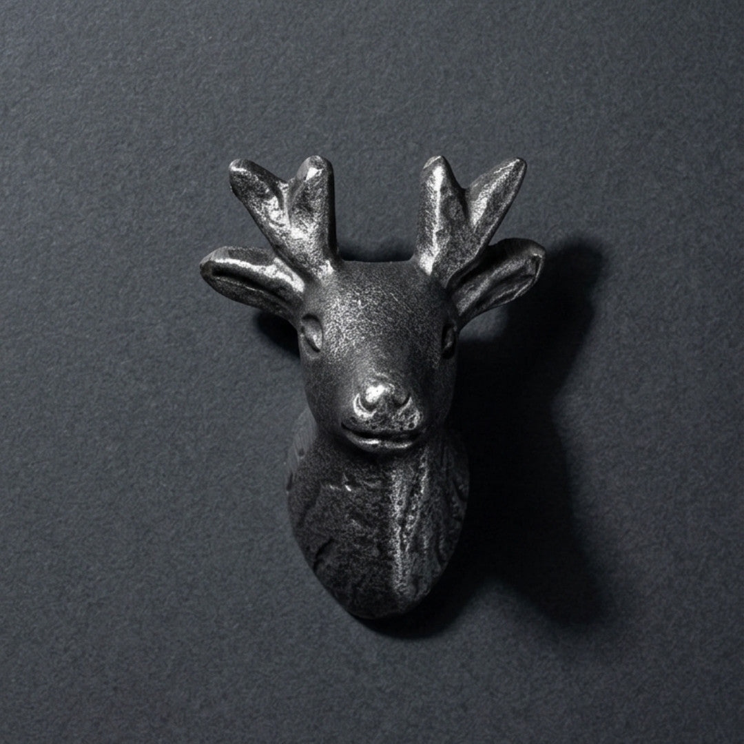 Deer Knob Silver Finish Decorative Cabinet Knob – Set of 5
