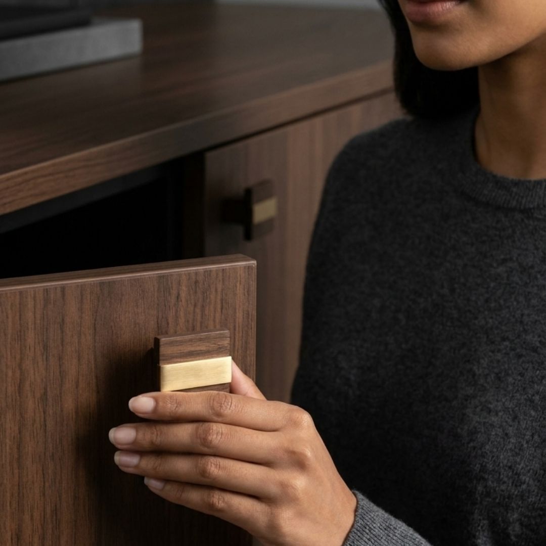 Bronze Contemporary Banded Knob 1″ Espresso Champagne