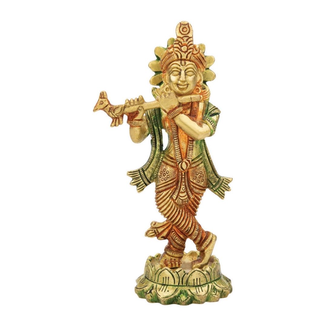 Krishna Ji Brass Idol Handcrafted Decorative Statue for Home Décor & Pooja