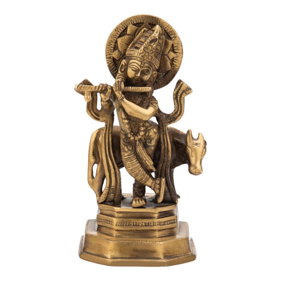 Lord Krishna Ji Brass Idol 6″ Handcrafted Decorative Statue
